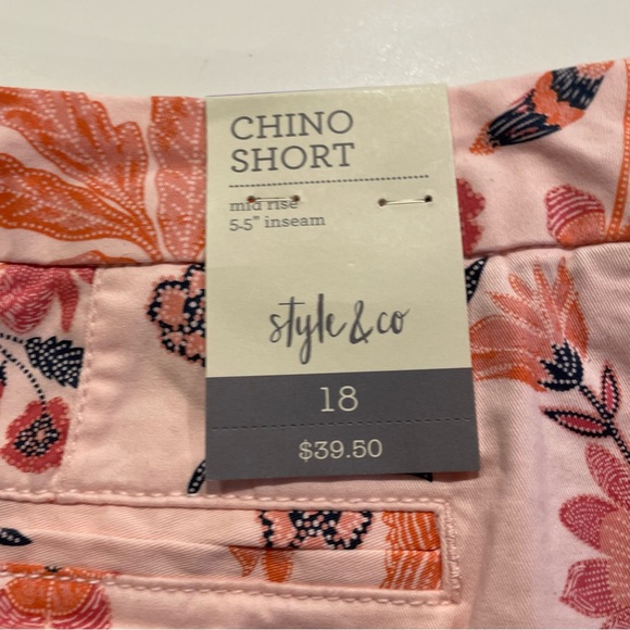 Style &Co chino mid rise short batik print pink size 18 5.5” inseam - Picture 6 of 8